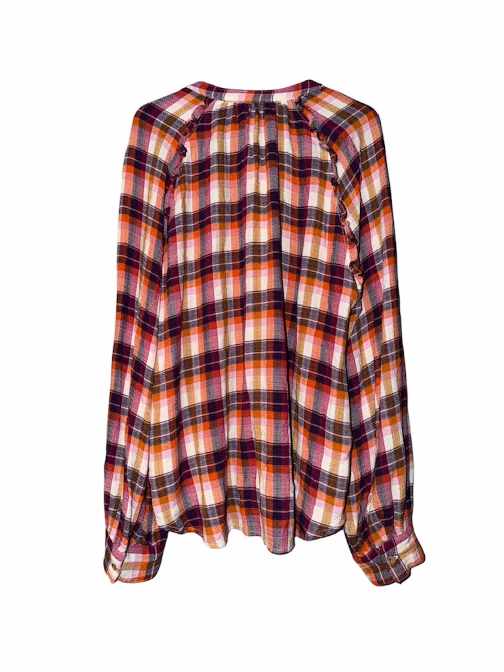 Pilcro Breezy Plaid Boho Button Down Top Size L - Picture 4 of 7